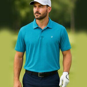 IZOD Men's Teal Striped Golf Performance Polo – Size Large